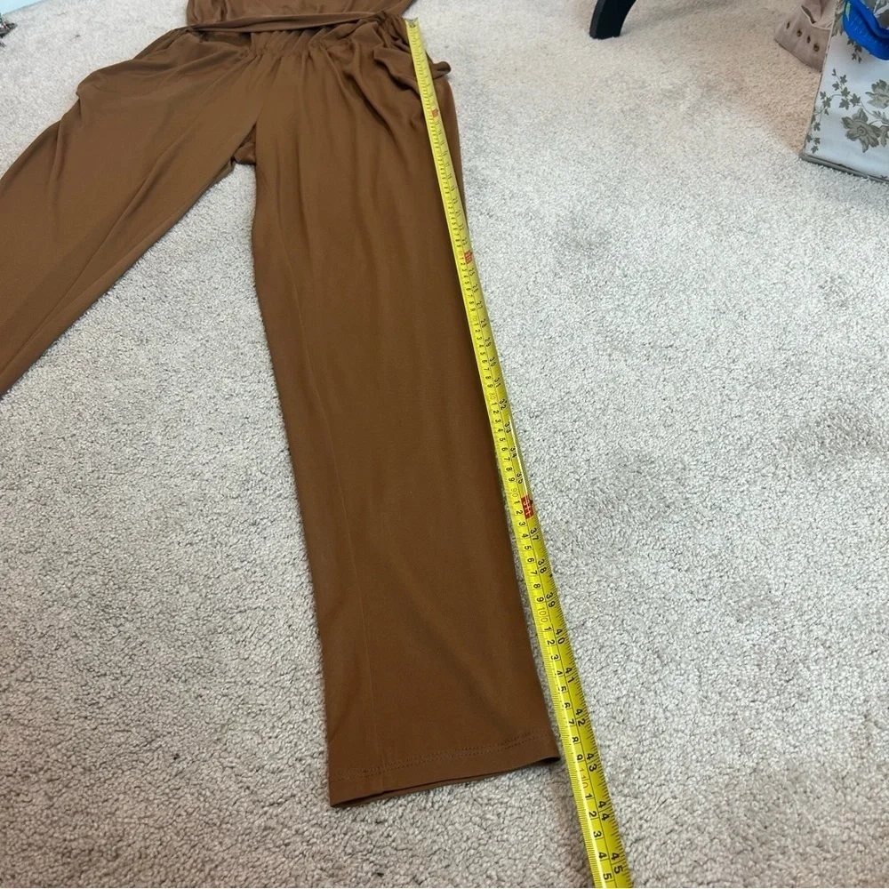 Michael Kors Women's Brown Draped Jersey Jumpsuit SZ S